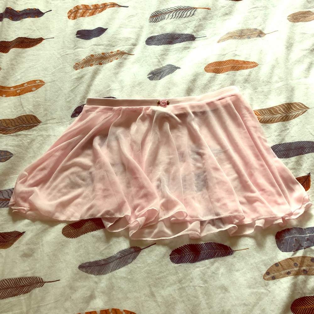 Sheer pink Danskin ballet skirt with rose detail